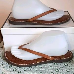 SAM EDELMAN 8.5M Flip Flop Brown Leather